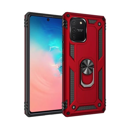 Newface Samsung Galaxy A91 / S10 Lite Kılıf Sofya Yüzüklü Silikon Kapak - Kırmızı