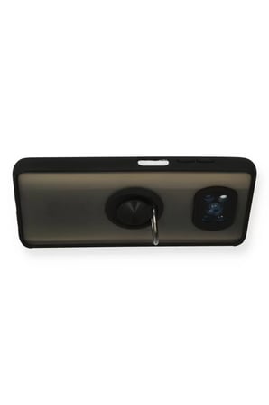 Newface Xiaomi Pocophone X3 Kılıf Montreal Yüzüklü Silikon Kapak - Siyah