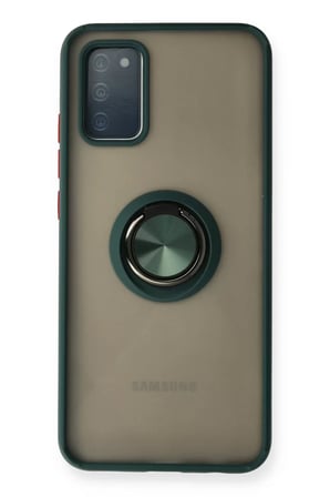 Newface Samsung Galaxy A02S Kılıf Montreal Yüzüklü Silikon Kapak - Yeşil