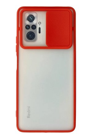 Newface Xiaomi Redmi Note 10 Pro Kılıf Palm Buzlu Kamera Sürgülü Silikon - Kırmızı