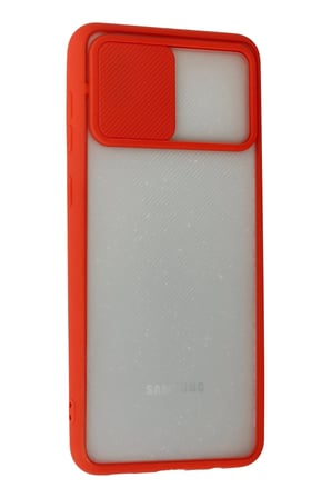 Newface Samsung Galaxy A02 Kılıf Palm Buzlu Kamera Sürgülü Silikon - Kırmızı