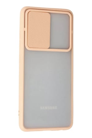 Newface Samsung Galaxy A52 Kılıf Palm Buzlu Kamera Sürgülü Silikon - Pembe