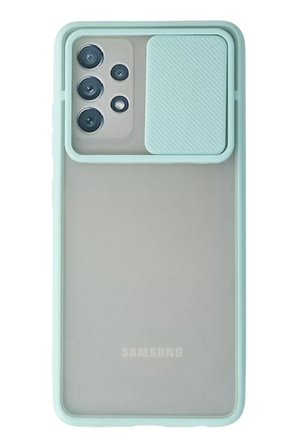 Newface Samsung Galaxy A52 Kılıf Palm Buzlu Kamera Sürgülü Silikon - Turkuaz