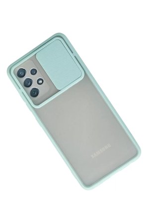 Newface Samsung Galaxy A52 Kılıf Palm Buzlu Kamera Sürgülü Silikon - Turkuaz