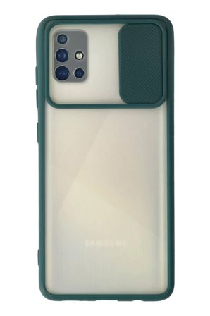 Newface Samsung Galaxy A71 Kılıf Palm Buzlu Kamera Sürgülü Silikon - Yeşil