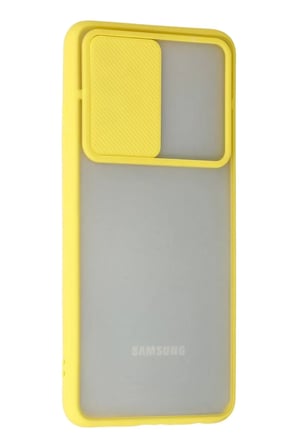 Newface Samsung Galaxy A72 Kılıf Palm Buzlu Kamera Sürgülü Silikon - Sarı