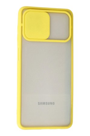 Newface Samsung Galaxy A12 Kılıf Palm Buzlu Kamera Sürgülü Silikon - Sarı