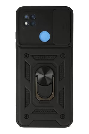 Newface Xiaomi Redmi 9C Kılıf Pars Lens Yüzüklü Silikon - Siyah