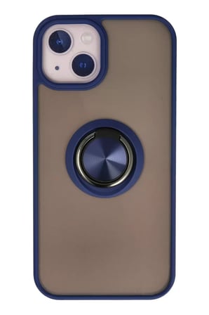 Newface Apple iPhone 13 Kılıf Montreal Yüzüklü Silikon Kapak - Lacivert