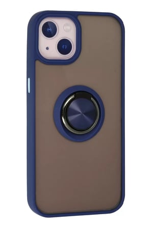 Newface Apple iPhone 13 Kılıf Montreal Yüzüklü Silikon Kapak - Lacivert