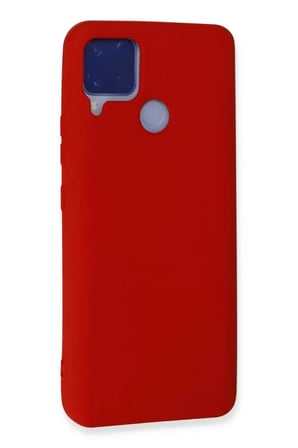 Newface Realme C15 Kılıf Nano içi Kadife Silikon - Kırmızı