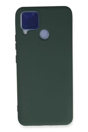 Newface Realme C15 Kılıf Nano içi Kadife Silikon - Koyu Yeşil
