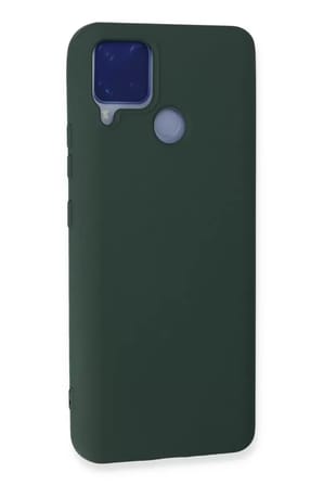 Newface Realme C15 Kılıf Nano içi Kadife Silikon - Koyu Yeşil
