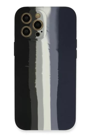 Newface Apple iPhone 12 Pro Max Kılıf Ebruli Lansman Silikon - Siyah-Lacivert