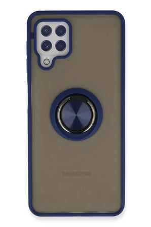 Newface Samsung Galaxy A22 Kılıf Montreal Yüzüklü Silikon Kapak - Lacivert