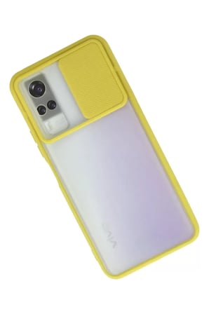 Newface Vivo Y53S Kılıf Palm Buzlu Kamera Sürgülü Silikon - Sarı