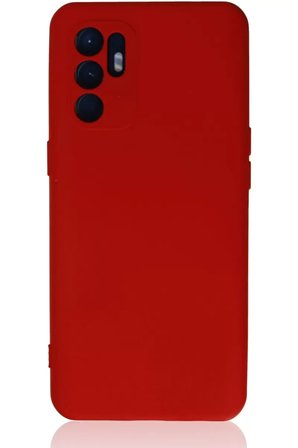 Newface Oppo Reno 6 Kılıf Nano içi Kadife Silikon - Kırmızı