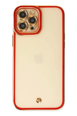 Newface Apple iPhone 12 Pro Max Kılıf Liva Lens Silikon - Kırmızı