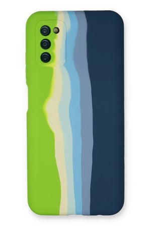 Newface Samsung Galaxy A03S Kılıf Ebruli Lansman Silikon - Yeşil-Koyu Yeşil