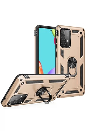 Newface Samsung Galaxy A53 5G Kılıf Sofya Yüzüklü Silikon Kapak - Gold