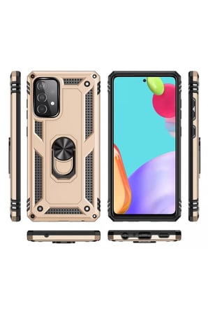 Newface Samsung Galaxy A53 5G Kılıf Sofya Yüzüklü Silikon Kapak - Gold