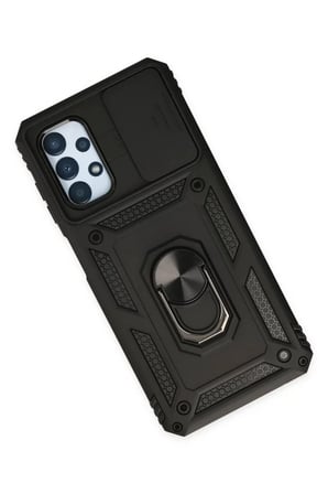 Newface Samsung Galaxy A33 5G Kılıf Pars Lens Yüzüklü Silikon - Siyah