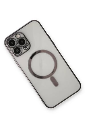Newface Apple iPhone 13 Pro Max Kılıf Magneticsafe Lazer Silikon - Siyah