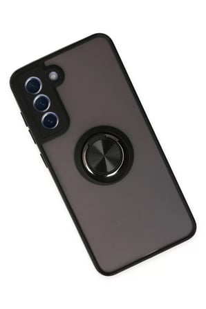Newface Samsung Galaxy S21 FE Kılıf Montreal Yüzüklü Silikon Kapak - Siyah
