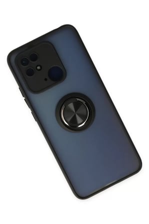 Newface Xiaomi Redmi 10C Kılıf Montreal Yüzüklü Silikon Kapak - Siyah
