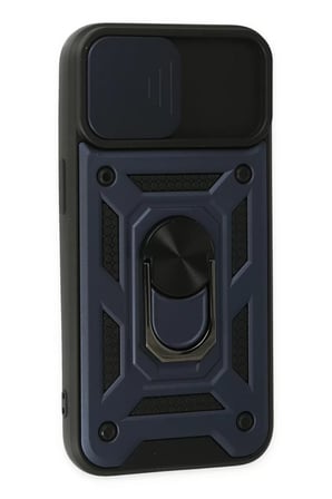 Newface Apple iPhone 14 Kılıf Pars Lens Yüzüklü Silikon - Lacivert
