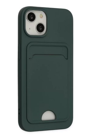 Newface Apple iPhone 14 Plus Kılıf Kelvin Kartvizitli Silikon - Koyu Yeşil