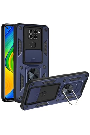Newface Xiaomi Redmi Note 9 4G Kılıf Pars Lens Yüzüklü Silikon - Lacivert