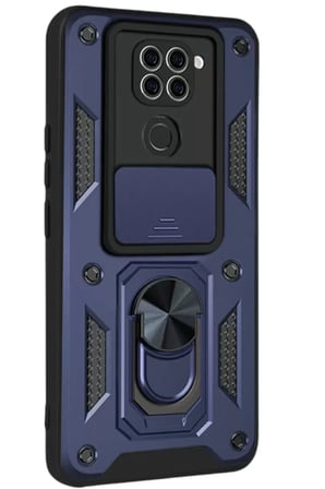 Newface Xiaomi Redmi Note 9 4G Kılıf Pars Lens Yüzüklü Silikon - Lacivert
