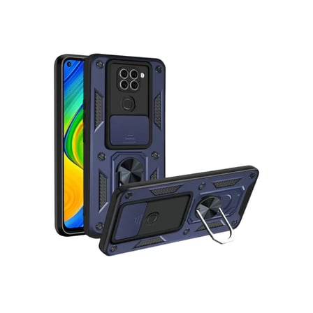 Newface Xiaomi Redmi Note 9 4G Kılıf Pars Lens Yüzüklü Silikon - Lacivert