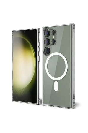 Newface Samsung Galaxy S23 Ultra Kılıf Magneticsafe Şeffaf Silikon - Şeffaf