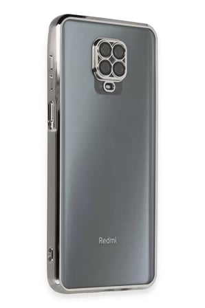 Newface Xiaomi Redmi Note 9 Pro Kılıf Razer Lensli Silikon - Gümüş