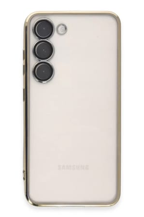 Newface Samsung Galaxy S23 Kılıf Razer Lensli Silikon - Gold