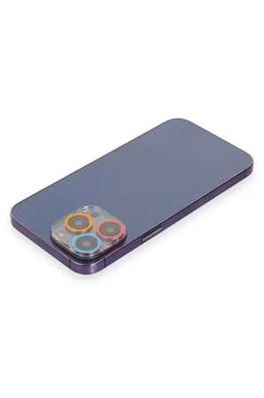 Newface Apple iPhone 12 Pro Max Renkli Kamera Lens Koruma Cam - Pembe-Mavi