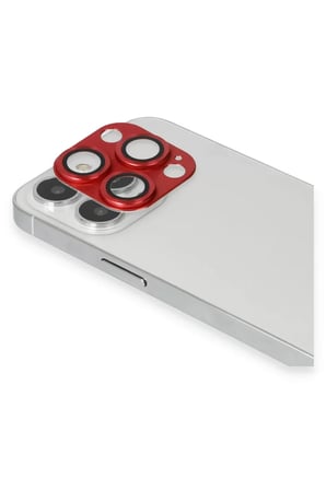 Newface Apple iPhone 13 Pro Max Pers Alüminyum Kamera Lens - Kırmızı