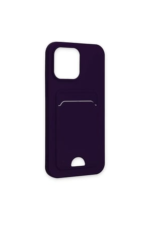 Newface iPhone 14 Pro Max Kılıf Kelvin Kartvizitli Silikon - Derin Mor