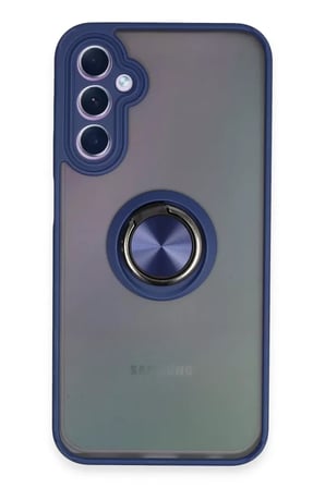 Newface Samsung Galaxy A24 4G Kılıf Montreal Yüzüklü Silikon Kapak - Lacivert