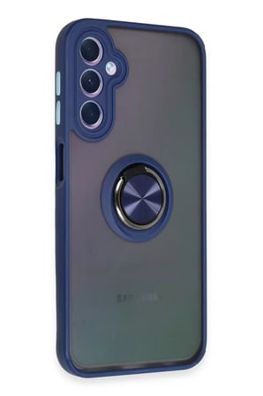 Newface Samsung Galaxy A24 4G Kılıf Montreal Yüzüklü Silikon Kapak - Lacivert