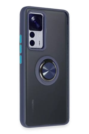 Newface Xiaomi Mi 12T Pro Kılıf Montreal Yüzüklü Silikon Kapak - Lacivert