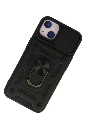 Newface Apple iPhone 15 Kılıf Pars Lens Yüzüklü Silikon - Siyah