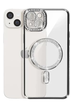 Newface Apple iPhone 15 Kılıf Joke Simli Magneticsafe Kılıf - Siyah