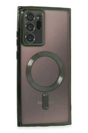 Newface Samsung Galaxy Note 20 Ultra Kılıf Kross Magneticsafe Kapak - Koyu Yeşil