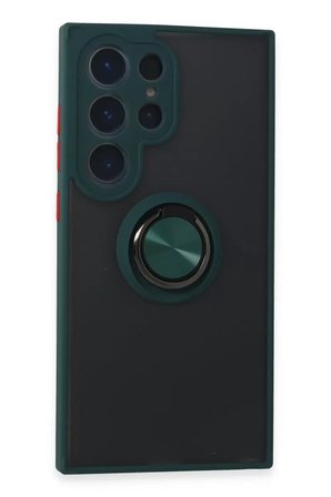 Newface Samsung Galaxy S24 Ultra Kılıf Montreal Yüzüklü Silikon Kapak - Yeşil