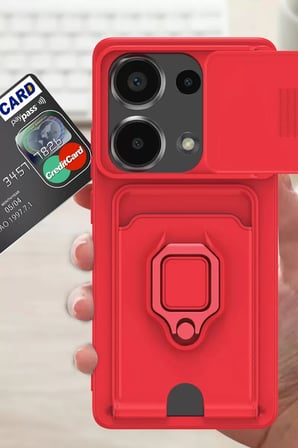 Newface Xiaomi Redmi Note 13 Pro 4G Kılıf Zuma Kartvizitli Yüzüklü Silikon - Lacivert