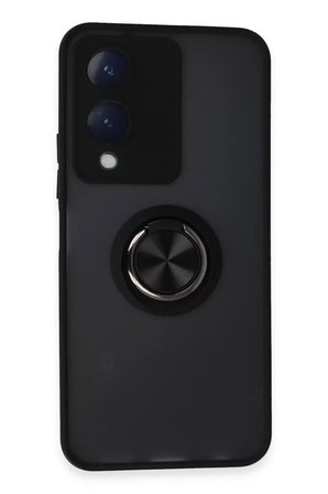 Newface Vivo Y17S Kılıf Montreal Yüzüklü Silikon Kapak - Siyah