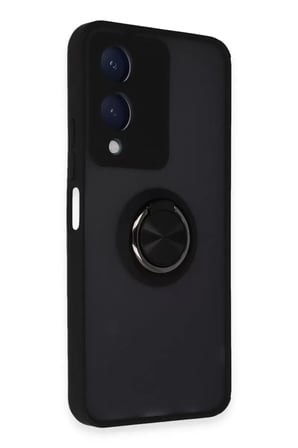 Newface Vivo Y17S Kılıf Montreal Yüzüklü Silikon Kapak - Siyah